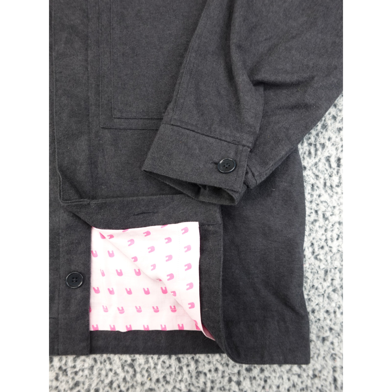 Unless Collective Flannel Shirt Jacket Mens Xs Womens S Charcoal Good Overshirt — image 5 of 8